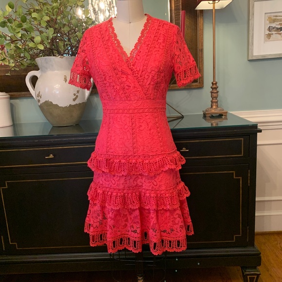 french connection arta lace dress French Connection Arta Tiered Lace Dress. Size 2
